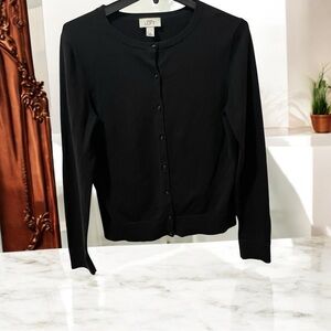 Ann Taylor Loft Womens Cardigan Size M Classic Black w/Decorative Buttons